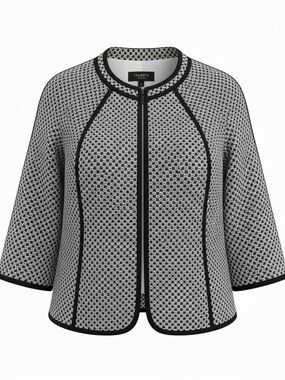 NWT Talbots Lace Cotton Jacket Cape in Black and White - size 8 - cardigan